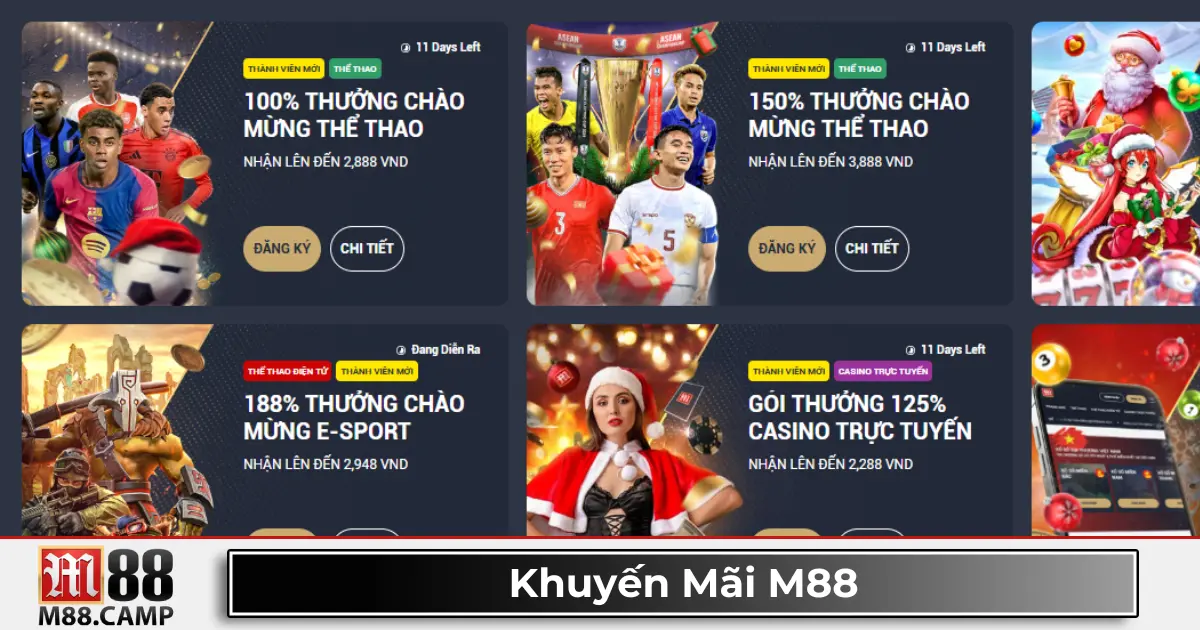 Khuyến Mãi M88 2 Hoàn tiền mỗi ngày dành cho cược thể thao & casino